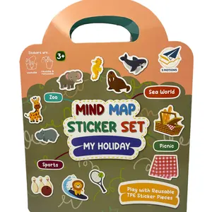 Livre de plateau de jeu d'activités d'apprentissage pour enfants 3 pliés Livre éducatif amovible Mind Map Game Sticker book