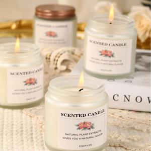 Bougie d'aromathérapie semi-artisanale en verre givré avec couvercle or rose, cadeau de fêtes, décoration d'intérieur, pour l'exportation - Product Image 4