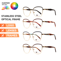 Monture de lunettes en métal pour femmes, de haute qualité, avec logo personnalisé, design de luxe, OEM&ODM, papillon, monture complète ou demi-monture