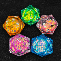 Magnifiques dés de jeu de table polyédriques D20 à 20 faces, faits à la main en résine, à noyau liquide et à bords tranchants, pour D&D et RPG