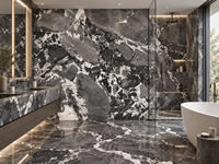 Dalles de marbre gris Pandora en pierre naturelle pour tables à manger, îlots de cuisine, panneaux muraux de douche, marches d'escalier et dessus de consoles