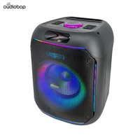 Enceinte Karaoké LED Circulaire RGB 60W avec Double Bobine Mobile de 8 Pouces, Haut-parleur d'Extérieur pour Fêtes, Prise en Charge TWS et Support Micro Sans Fil