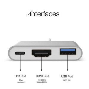 Hub USB-C 3-en-1 OEM avec ports USB 3.0, OTG et HDTV 4K, station d'accueil Type-C avec port de charge pour adaptateur <span class=keywords><strong>MacBook</strong></span> - Product Image 4