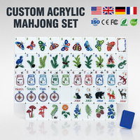 Tuiles de mahjong américaines en acrylique personnalisées, ensemble de 160 pièces, logo gravé au laser, 32/36 mm, qualité supérieure, vente en gros avec boîte cadeau