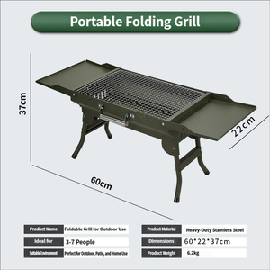 Barbecue portable pliable en acier inoxydable avec surface antiadhésive pour le <span class=keywords><strong>camping</strong></span> en plein air, les pique-niques, utilisation avec du bois comme combustible - Product Image 4