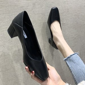 Wholesale Trendy Women's Summer Slip-On High Heels New Design Medium Thick Heels for Beautiful Walking - Product Image 4