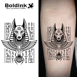 Tatuaggio Temporaneo Boldink Personalizzato Realistico dell'Antico Egizio Anubis, Impermeabile e Duraturo per 2 Settimane, Inchiostro Jagua - Product Image 1