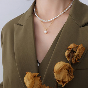 SP Natural Beads Jewelry 18K Gold Plated Stainless Steel Made Double Layered <strong>Freshwater</strong> <strong>Pearl</strong> Chain <strong>Necklace</strong> - Product Image 6