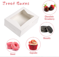 Boîtes de papier de boulangerie blanches de 12x5.5x2.5 pouces avec fenêtre Cookie Chocolat Fraise Dessert et beignets Boîtes à tartes pour gâteaux