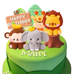 Décoration de gâteau sur le thème des animaux Décoration de gâteau Girafe Eléphant Lion Tigre Décoration de fête d'anniversaire Animaux de la <span class=keywords><strong>jungle</strong></span> - Product Image 6