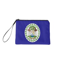 Dompet Koin Mini Berresleting Motif Bendera Belize, Dompet Penyimpanan Poliester untuk Kartu, Koin, Kosmetik, Warna Campuran Modis