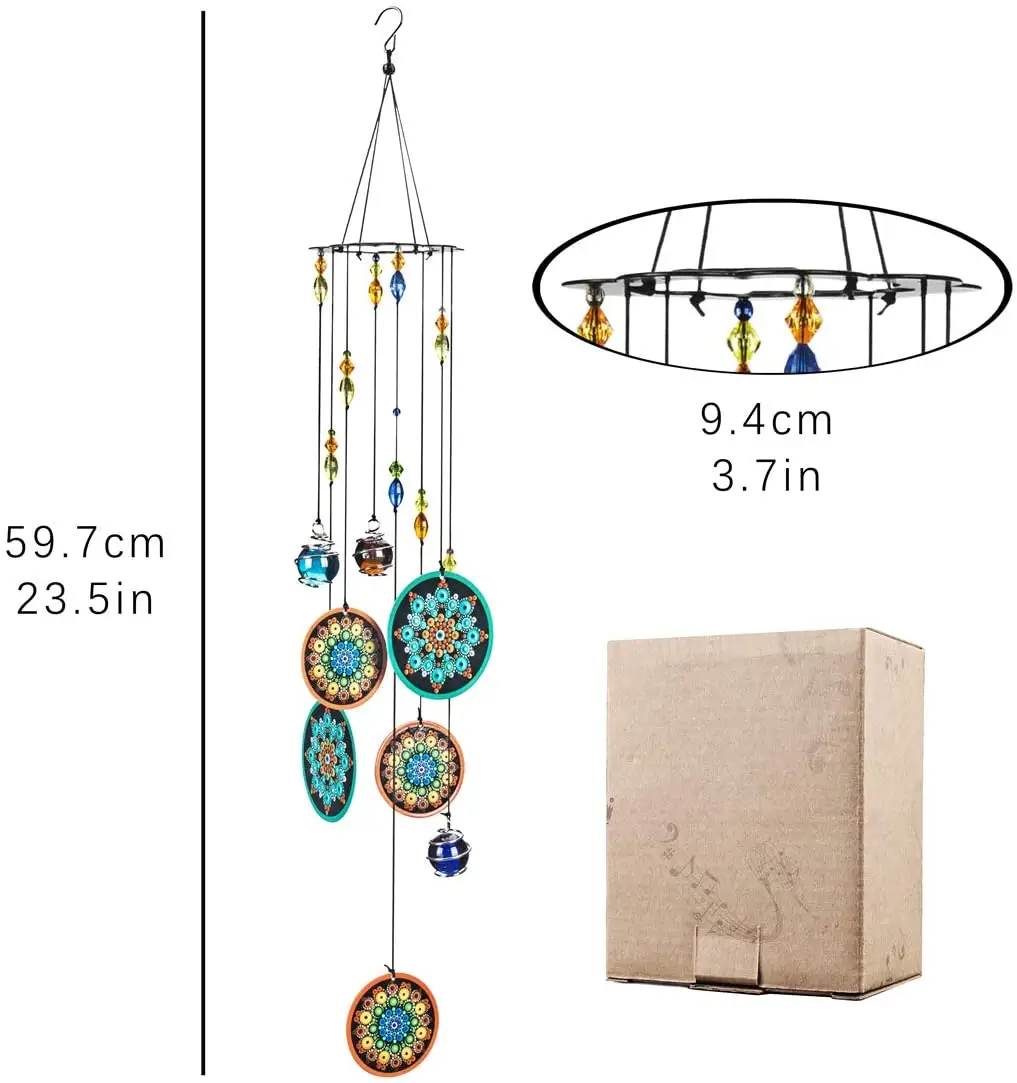 TaiLai Flower Wind Chimes Outdoors with Colorful Glass Beads Deep Tone Memorial Sympathy Window Garden Hanging Wind Chimes