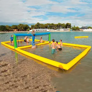 Hot sale giant aqua beach inflatable water volleyball court for adults