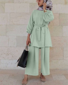 Vente en gros <span class=keywords><strong>Ensemble</strong></span> deux pièces modeste pour femmes <span class=keywords><strong>Ensemble</strong></span> <span class=keywords><strong>tunique</strong></span> <span class=keywords><strong>longue</strong></span> <span class=keywords><strong>pantalon</strong></span> pour femmes musulmanes - Product Image 4