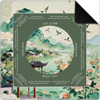 Tapis de Mahjong Vintage Paysage Montagneux Chinois Antidérapant et Anti-bruit pour Domino, Poker, Cartes et Jeux de Tuiles