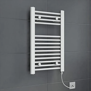 Radiateur chauffe-serviettes électrique en acier blanc pour salle de bain - Product Image 5