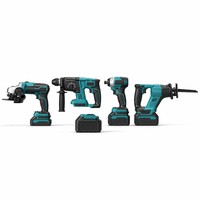 Ensemble d'outils électriques sans fil 20V 4 pièces : perceuse-visseuse, clé à chocs, scie sauteuse, meuleuse d'angle avec batterie au lithium