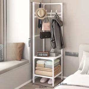 Nieuw Model Metalen Kapstok Met Dubbele Lagen Vloer Staande Schoenenopbergplank En Kleerhanger Voor Hoekgebruik - Product Image 4