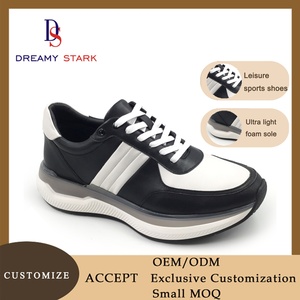 Fashion High-quality Cow Genuine <b>Leather</b> Two Tone Color Custom Logo Handmade Men's <b>Sneaker</b> Breathable Walking Autumn Comfort - Product Image 2