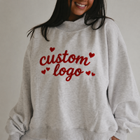 Ensemble confortable pour femme : sweat-shirt à col roulé mi-haut et pantalon, motif cœur personnalisé, coupe oversize, manches longues, deux pièces en polaire pour le quotidien