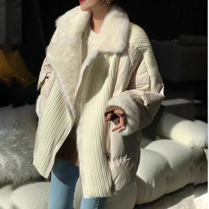 Oftbuy 2023 mujeres europeas y <span class=keywords><strong>americanas</strong></span> de alta calidad con hombros caídos abajo abrigo de piel de visón Real suelta corta cálida chaqueta de plumón de <span class=keywords><strong>ganso</strong></span> - Product Image 5