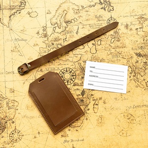 Cowhide Leather Luggage Baggage Tags ID <strong>Label</strong> <strong>for</strong> <strong>Suitcases</strong> Backpack Crazy Horse Genuine Leather Card Holder - Product Image 5