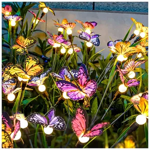 Lampu kupu-kupu ayun terbaru berayunan dalam angin tenaga surya lampu taman halaman Jalur rumput dekorasi kawat besi