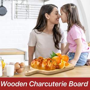 Planche à découper rectangulaire en hêtre massif naturel et biologique, pour pizza, pain, petit-déjeuner, avec poignée - Product Image 3