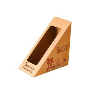 Boîte d'emballage pour sandwichs vintage, épaisse, biodégradable, design triangulaire, avec fenêtre transparente - Product Image 5