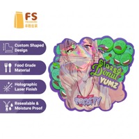 Sacs et boîtes en Mylar découpés sur mesure, forme irrégulière, holographiques, avec fermeture éclair, barrière anti-odeur pour enfants, mignons, en stock