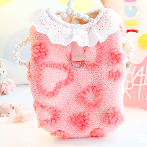 <b>Dog</b> Fleece Vest With Lace <b>Collar</b> Yellow Pink Autumn Winter <b>Small</b> <b>Dog</b> Pet Clothing Comfortable Warm Coat For Teddy - Product Image 2