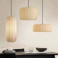 Lustre moderne japonais Wabi Sabi en tissu extensible pour salon, salle à manger, chambre à coucher, décoration intérieure, luminaire suspendu simple