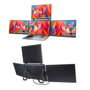 Nouveaux produits 2025 Moniteur portable 14 pouces SRGB 100% Quad Moniteur 1 câble pour 3 écrans Port Type-C CE FCC RoHS pour Wins & MacOS - Product Image 1