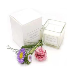 4 10 12oz 7 8cm Bocaux à bougies carrés rouges avec couvercle en verre Porte-apothicaires personnalisés de luxe Cube de mariage en gros - Product Image 6