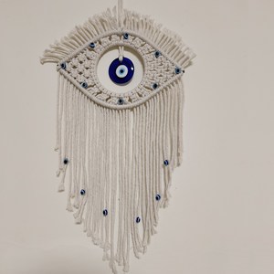 Oferta Especial: Colgante de Pared Tradicional Turco con Ojo Turco Azul, Tapiz Bohemio con Borlas, Artesanía Tejida a Mano para Hogar u Oficina, Arte de Macramé - Product Image 2