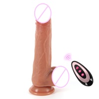 Gode électrique télécommandé, Masturbation, chauffage, pénis masculin télescopique pour femme, jouets sexuels