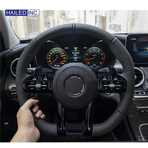 Volant en cuir avec garniture noire pour Mercedes Benz W211 W169 W177 W221 GLS X167 GLA45 X156 GLE <span class=keywords><strong>53</strong></span> <span class=keywords><strong>AMG</strong></span> GT - Product Image 2