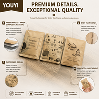 Sachet en papier kraft imprimé sur mesure, recyclable, thermoscellable, à trois soudures latérales, avec fermeture éclair supérieure, pour sachets de thé, snacks, sucre et grains de café