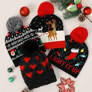 Шапки-бини с вышивкой на заказ, модные рождественские шапки с помпоном с принтом
