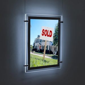 Cadre d'affichage LED rétroéclairé en acrylique cristallin pour affiches publicitaires suspendues en vitrine immobilière - Product Image 4