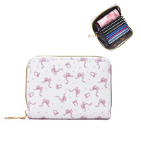 Dompet Kartu Kulit PU Ultra Tipis Grosir, Multi Slot, Lucu untuk Pelajar, Dompet Koin Wanita Portabel, Dompet Uang Modis