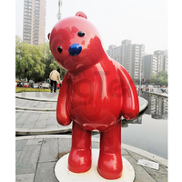 Goedkope op maat gemaakte hoogwaardige glasvezel sculptuur geometrisch rood beeld hars berenbeeld buiten grote dieren decoratie tuin