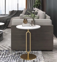 Ensemble de tables basses modernes de luxe, table basse ronde, table basse en pierre frittée dorée