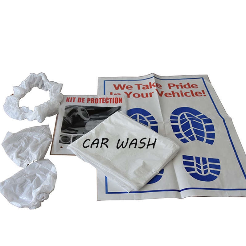 Логотип по индивидуальному заказу 5 в 1 одноразовый набор по уходу за авто и комплект с гнездами Крышка для авто для промывки и очистки