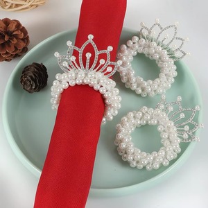 Anneau de serviette de table de luxe fait main, écologique, durable, 5 cm, avec accents de perles, décoration de couronne en stock pour les mariages et les fêtes - Product Image 6