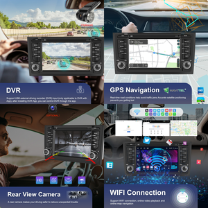 Podofo 7 "4 + 64G 2 Din Android Autoradio GPS intégré USB sans fil Carplay/Android Auto Wifi/EQ Car Audio pour <span class=keywords><strong>Audi</strong></span> A6 C5/S6/<span class=keywords><strong>RS6</strong></span> - Product Image 2