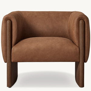 Fauteuil <span class=keywords><strong>de</strong></span> salon Rhoohill <span class=keywords><strong>de</strong></span> style américain moderne et luxueux, fauteuil individuel en chêne blanc, fauteuil lounge avec structure en bois massif - Product Image 2