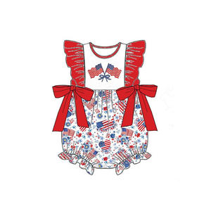 Tenues décontractées personnalisées pour enfants : shorts imprimés drapeau USA 4 juillet, robes pour petites filles, barboteuses bulles pour nouveau-nés, vêtements assortis pour sœurs - Product Image 4