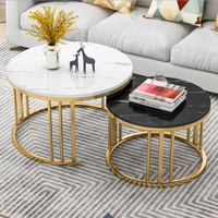 Ensemble de table basse rond en métal, style moderne, set de table basse de style luxueux