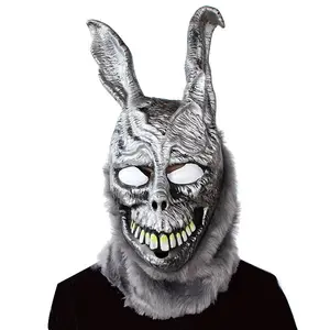 Penjualan laris masker kelinci jahat lateks lembut topeng Cosplay Kelinci Paskah horor alat peraga topeng untuk topeng Halloween